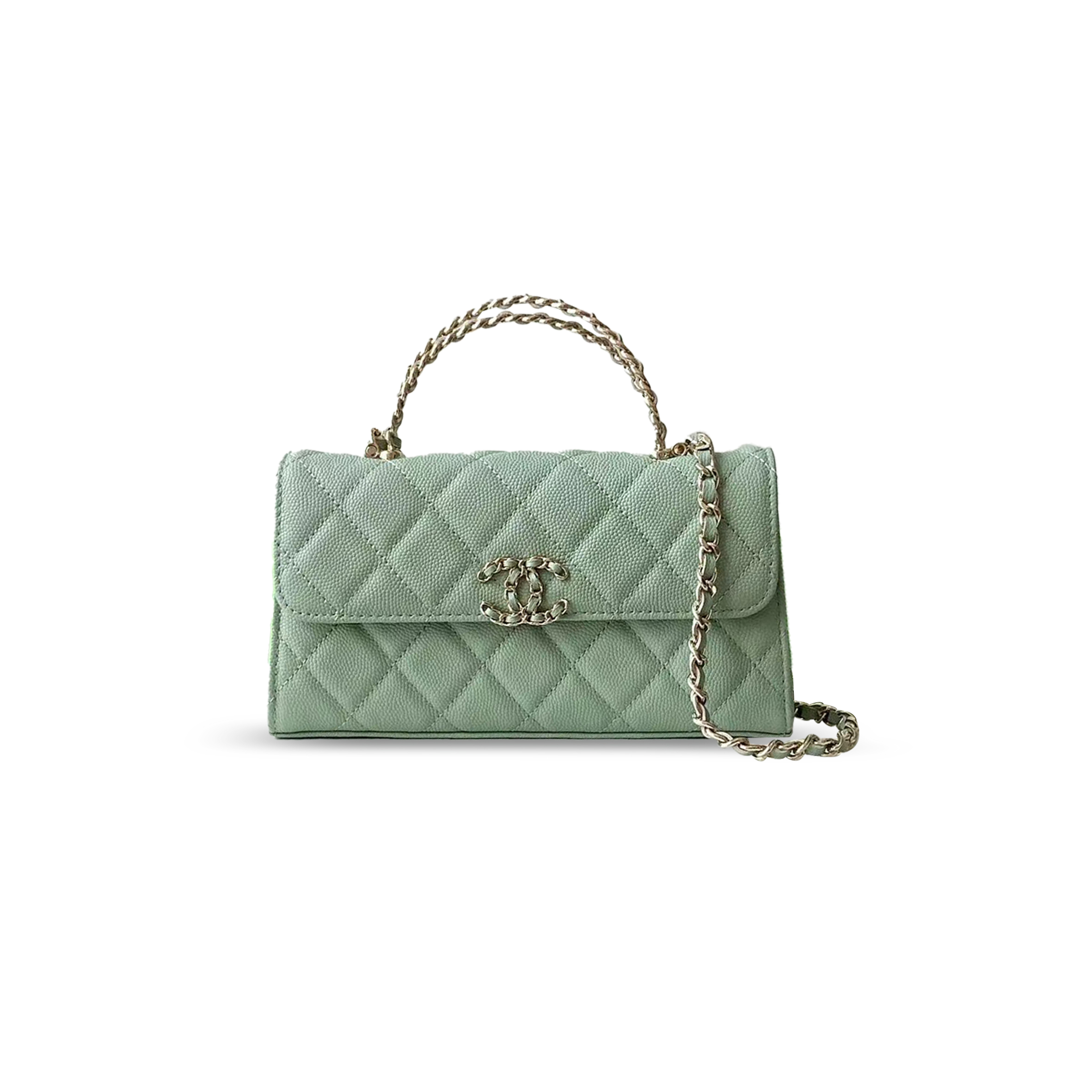 CHANEL FLAP PHONE HOLDER WITH CHAIN GRAINED SHINY AP3238 (18*10*4.5cm)